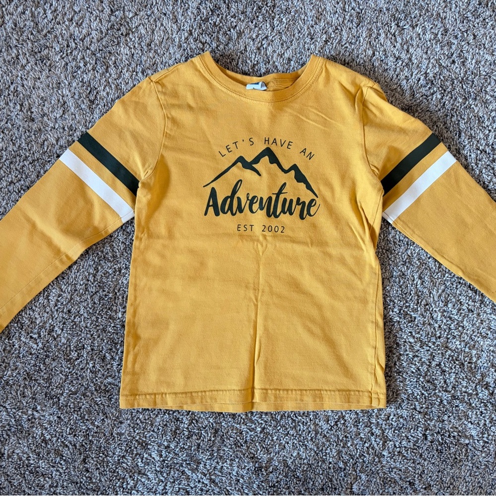 Janie and Jack Yellow, White & Dark Green Adventure Boys Long Sleeve Shirt
